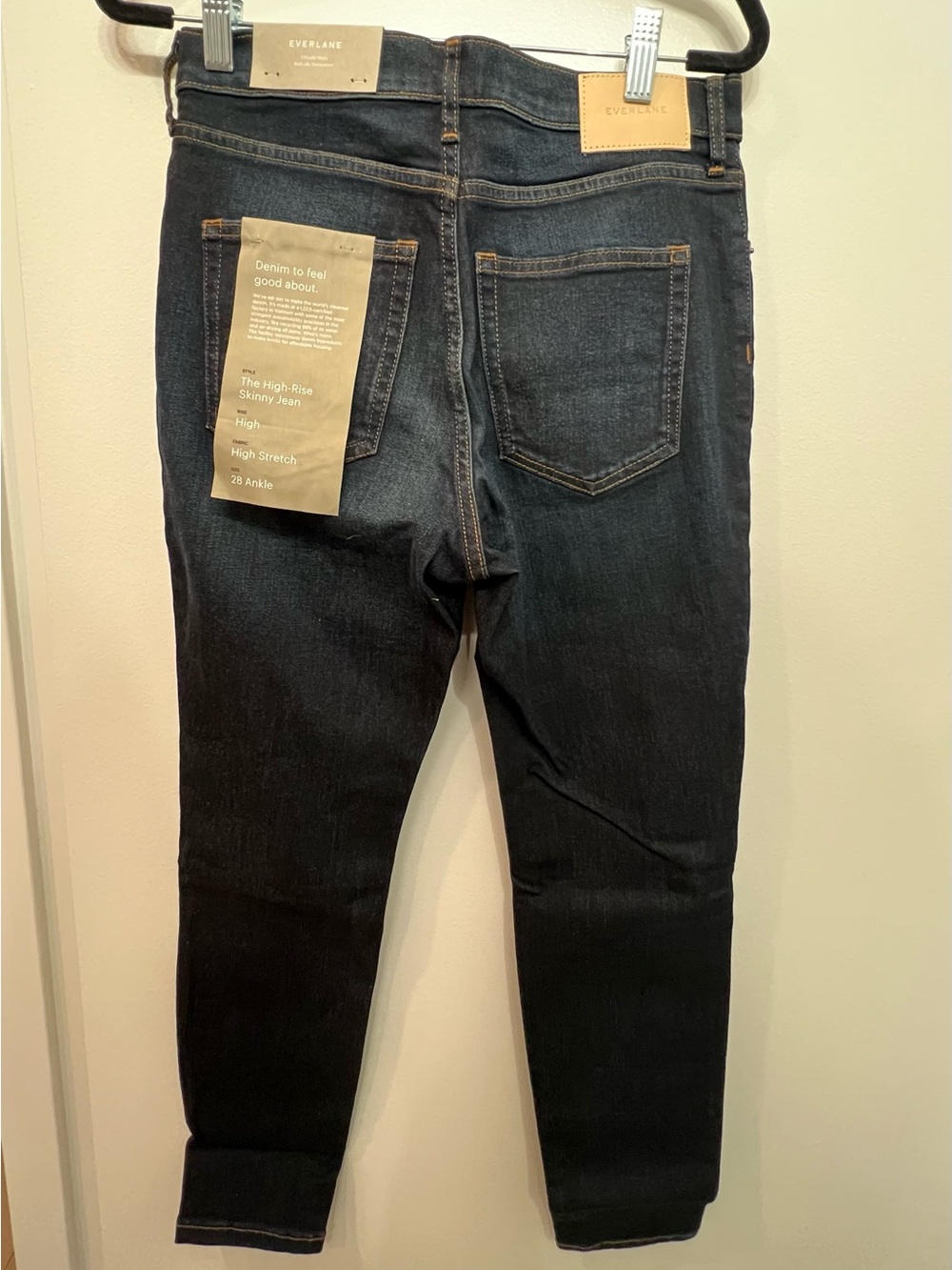 NWT Everlane Women’s Ankle Length High Rise Skinny Jeans Blue Dark Wash Size 28